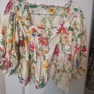 Laura Ashley Floral Blouse - Cream and Multicolor